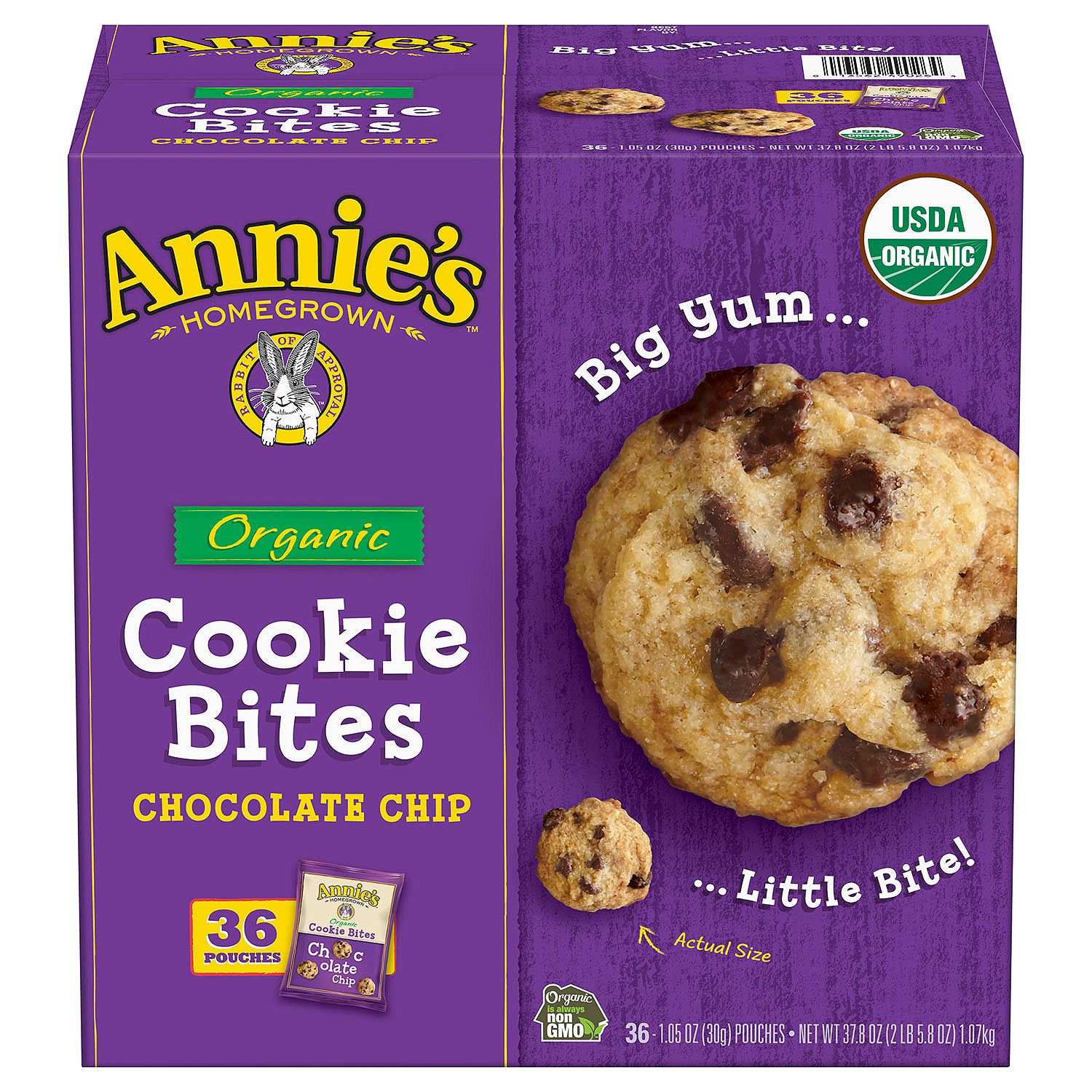 Buy Online Annie's Organic Cookie Bites, Chocolate Chip (36 Ct